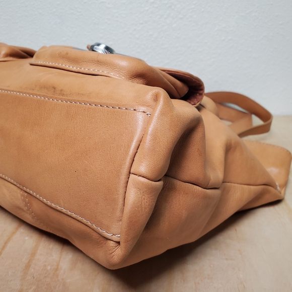 Kate Landry Natural Leather Moto Tote Bag - Picture 9 of 12